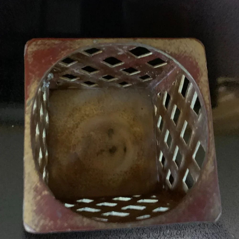 Square basket weave candle holder